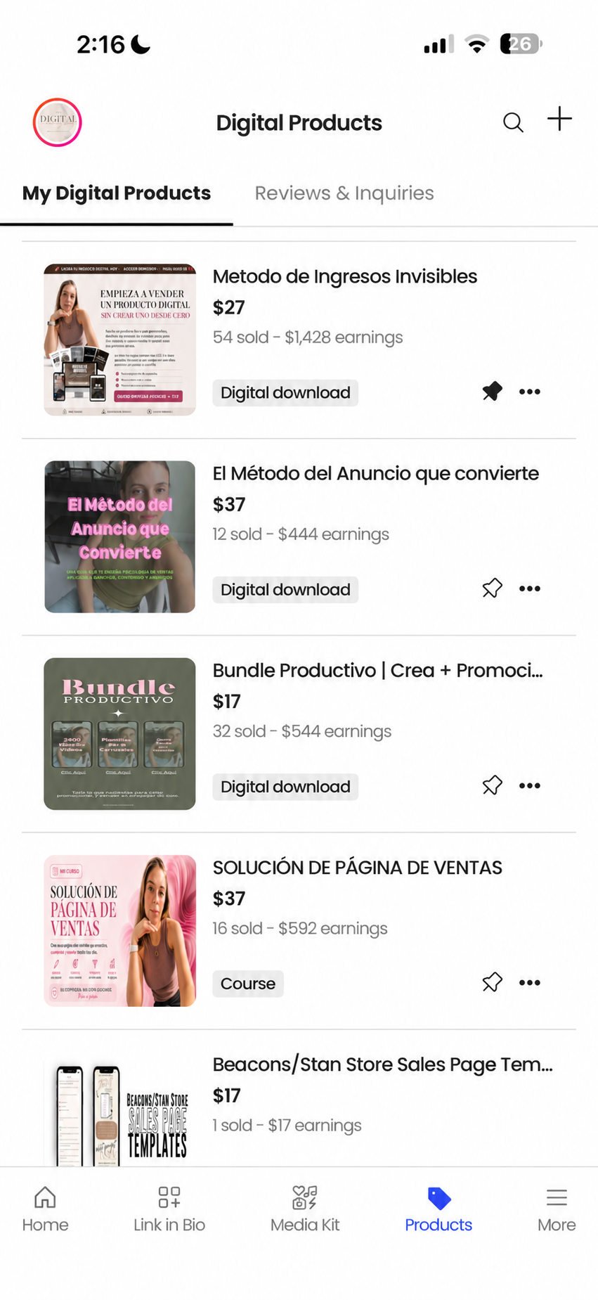Mi tienda de productos digitales: productos listos y a la venta